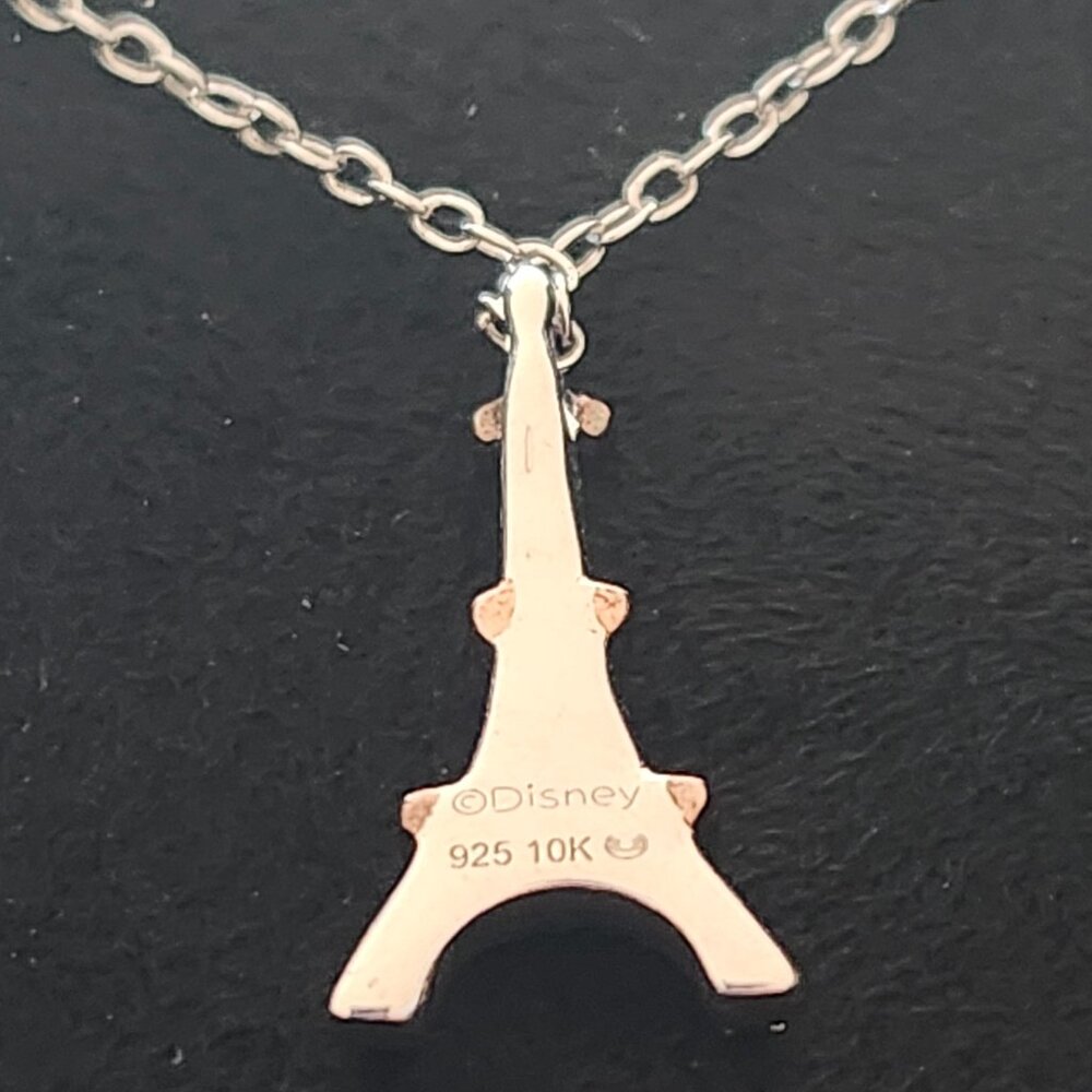 DISNEY TREASURES - Aristocats Eiffel Tower Diamond Pendant Necklace - Picture 6 of 9